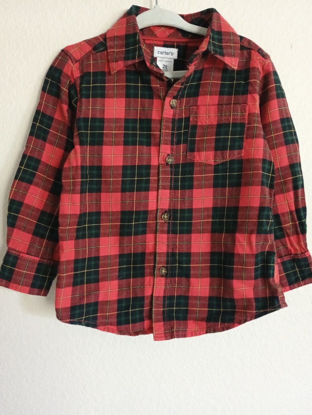 4/$15 Red Plaid Button Down, 2T